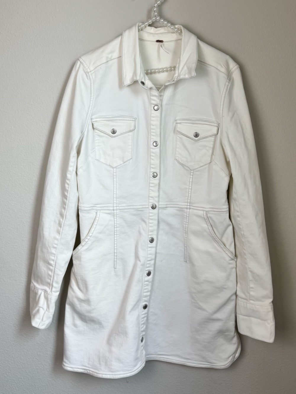 Free people Women's White Long Button-Front dress top